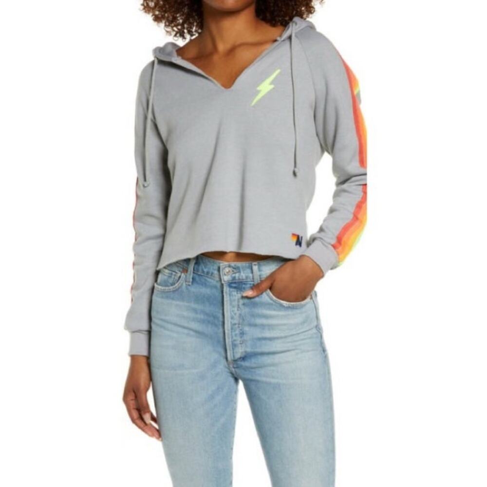 Gray Women's Hoodie with Lightning Bolt